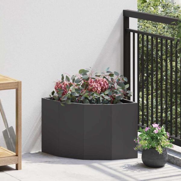 ARDEBO.de - Eckpflanzer Schwarz 45 x 45 x 35 cm Stahl