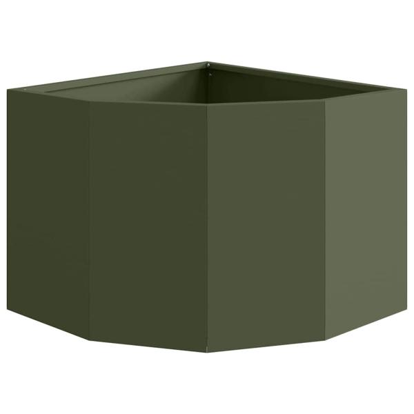 Eckpflanzer Olivgrün 45 x 45 x 35 cm Stahl