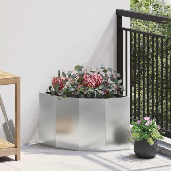ARDEBO.de - Eckpflanzer Silber 45 x 45 x 35 cm Verzinkter Stahl