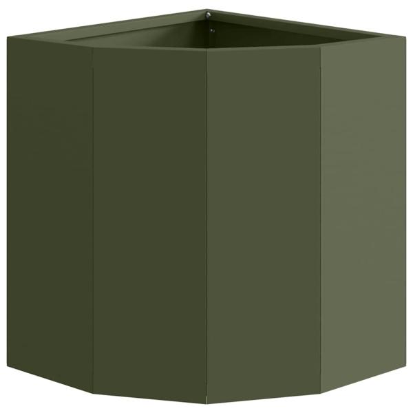 Eckpflanzer Olivgrün 30 x 30 x 35 cm Stahl