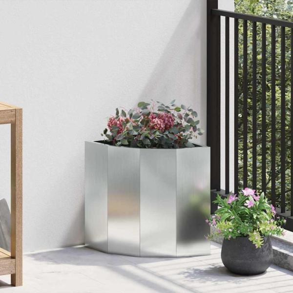 ARDEBO.de - Eckpflanzer Silber 30 x 30 x 35 cm Verzinkter Stahl