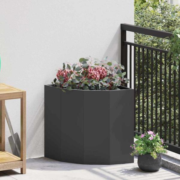 ARDEBO.de - Eckpflanzer Schwarz 45 x 45 x 50 cm Stahl
