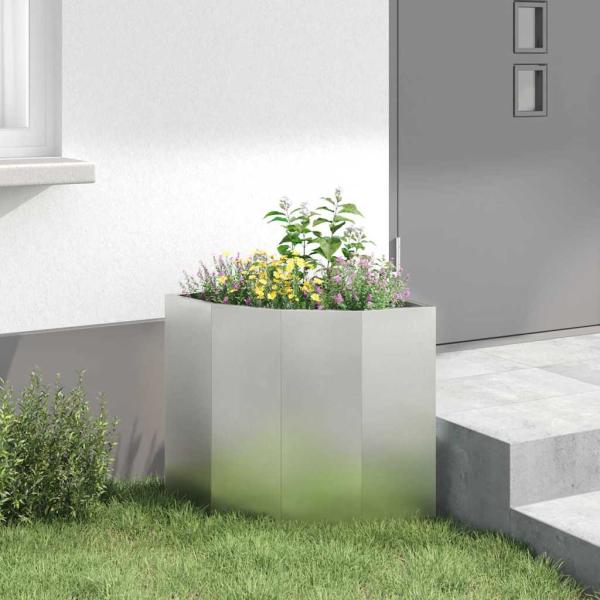 Eckpflanzer Silber 45 x 45 x 50 cm Edelstahl