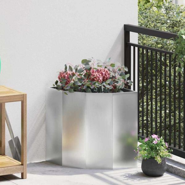 ARDEBO.de - Eckpflanzer Silber 45 x 45 x 50 cm Verzinkter Stahl