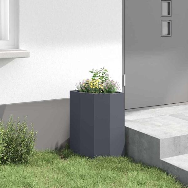 Eckpflanzer Anthrazit 30 x 30 x 50 cm Stahl