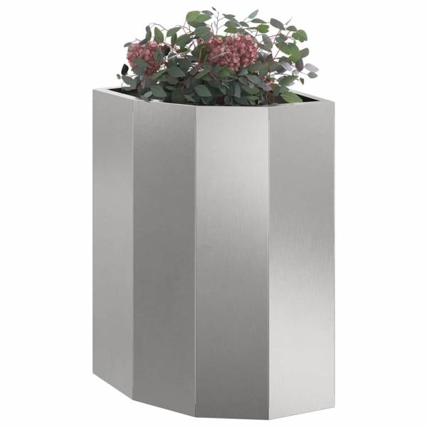 Eckpflanzer Silber 30 x 30 x 50 cm Edelstahl