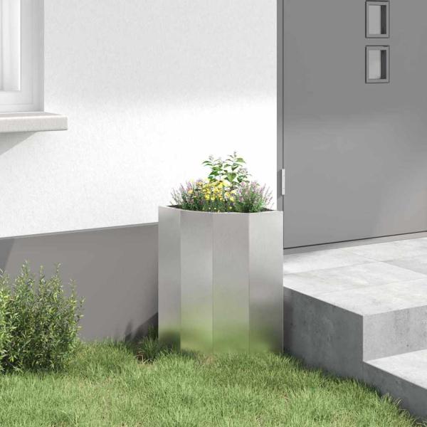 Eckpflanzer Silber 30 x 30 x 50 cm Edelstahl