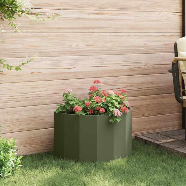 Pflanzkübel Olive Grün 60 x 30 x 35 cm Stahl