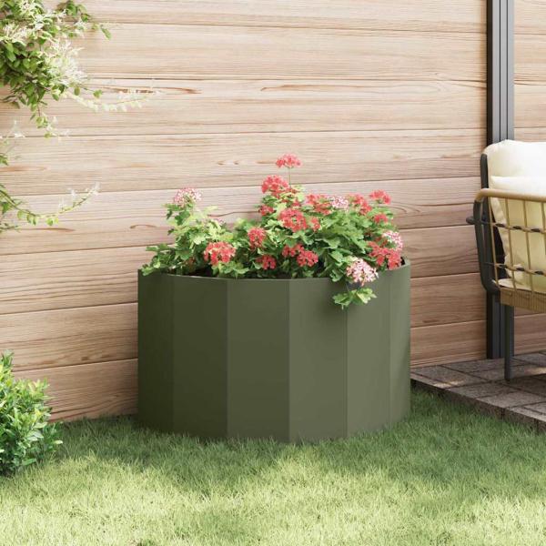 Pflanzkübel Olive Grün 90 x 45 x 50 cm Stahl