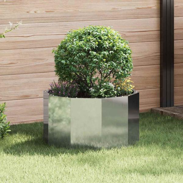 ARDEBO.de - Pflanzkübel Silber 60 x 60 x 35 cm Verzinkter Stahl