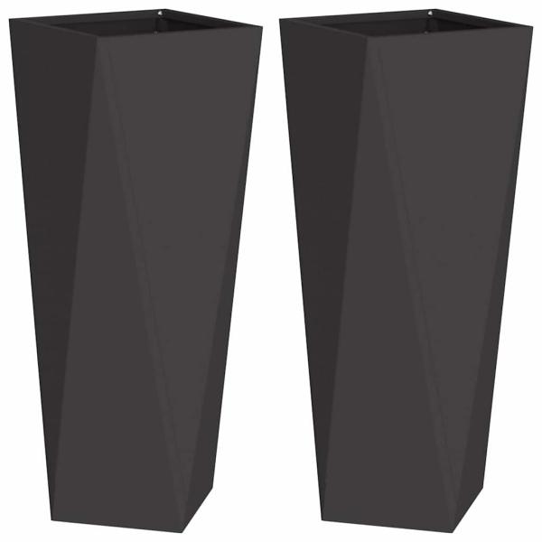 Pflanzkübel 2 Stk. Schwarz 30 x 30 x 75 cm Stahl