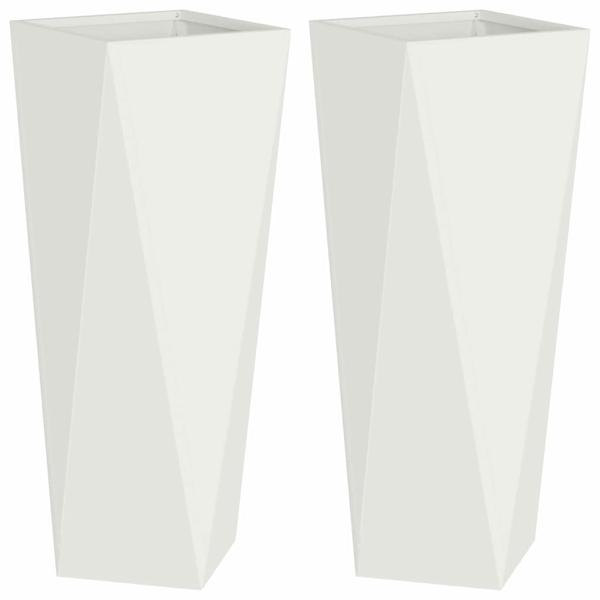 Pflanzkübel 2 Stk. Weiß 30 x 30 x 75 cm Stahl
