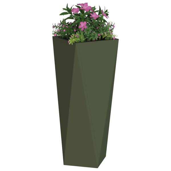 Pflanzkübel Olive Grün 30 x 30 x 75 cm Stahl