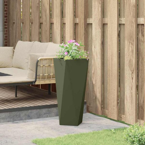 Pflanzkübel Olive Grün 30 x 30 x 75 cm Stahl