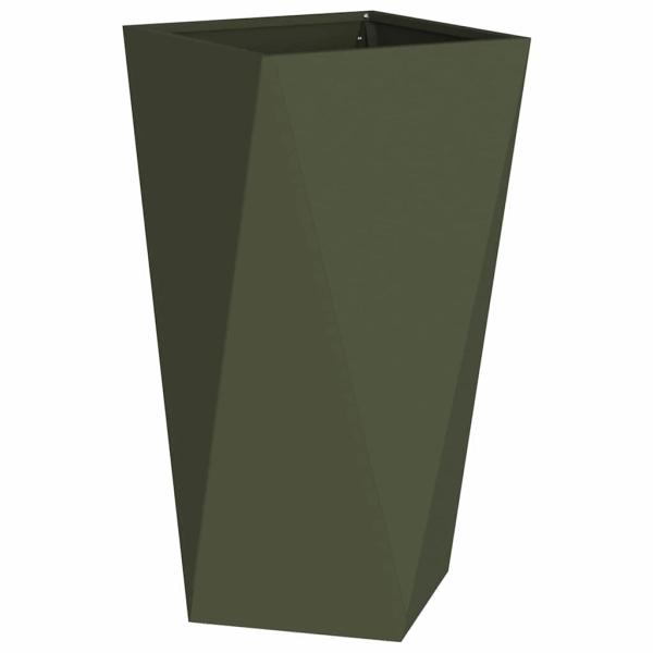 Pflanzkübel 2 Stk. Olive Grün 40 x 40 x 75 cm Stahl