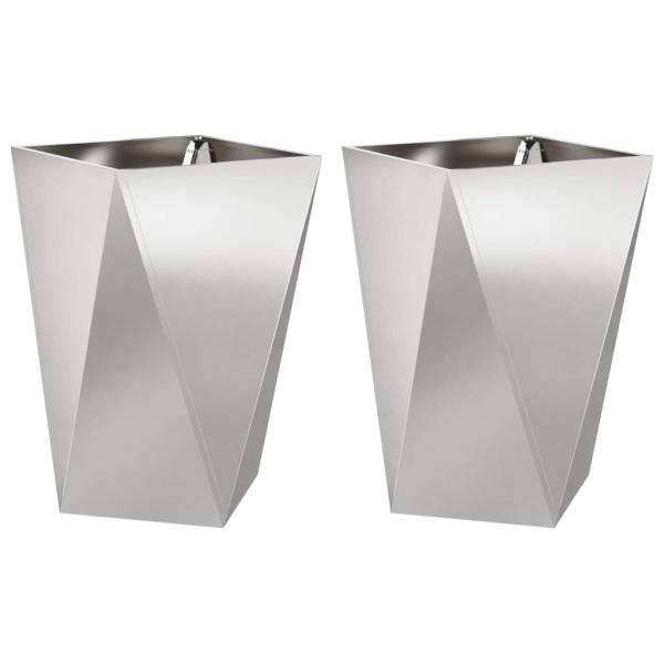 Pflanzkübel 2 Stk. Silber 50 x 50 x 75 cm Edelstahl