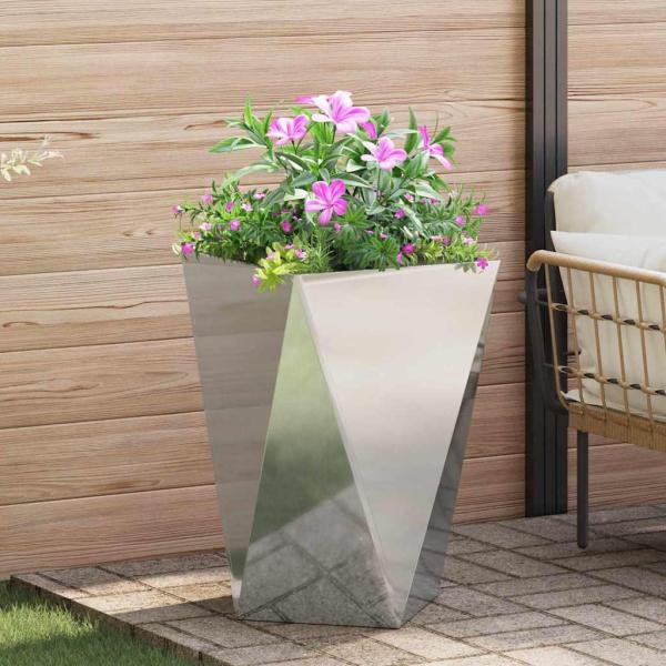 ARDEBO.de - Pflanzkübel Silber 50 x 50 x 75 cm Verzinkter Stahl