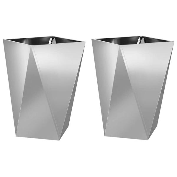 Pflanzkübel 2 Stk. Silber 50 x 50 x 75 cm Verzinkter Stahl