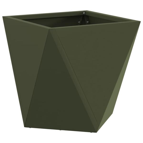 Pflanzkübel 2 Stk. Olive Grün 30 x 30 x 30 cm Stahl