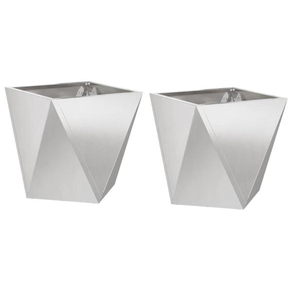 Pflanzkübel 2 Stk. Silber 30 x 30 x 30 cm Edelstahl