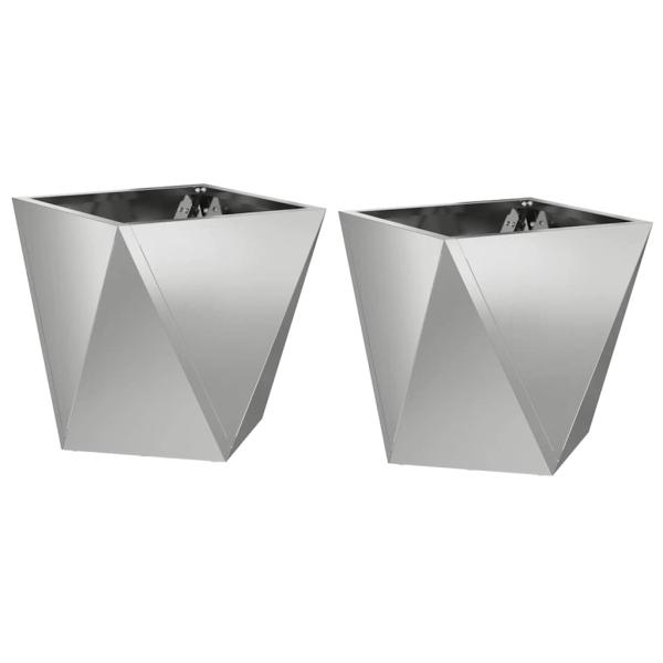 Pflanzkübel 2 Stk. Silber 30 x 30 x 30 cm Verzinkter Stahl