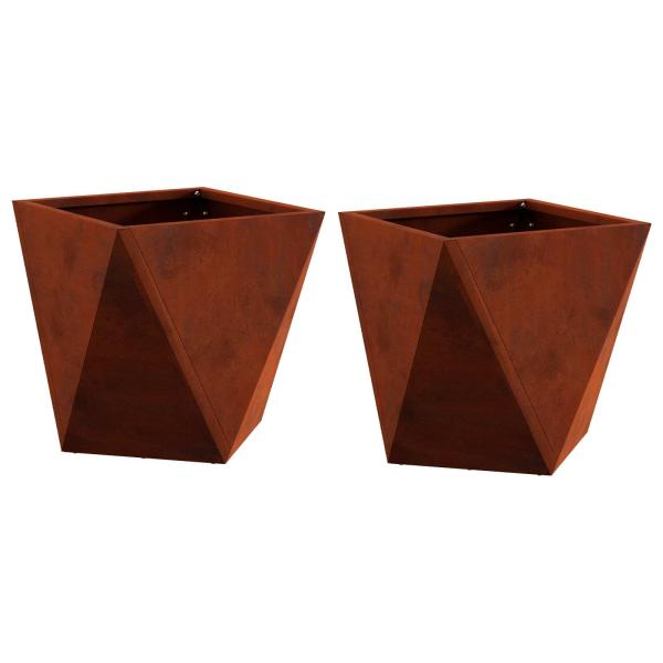 Pflanzkübel 2 Stk. Rostig 30 x 30 x 30 cm Wetterfeststahl