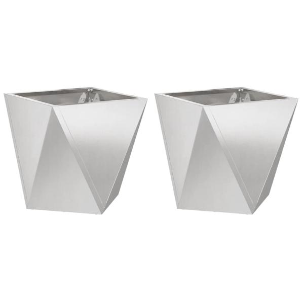 Pflanzkübel 2 Stk. Silber 40 x 40 x 40 cm Edelstahl