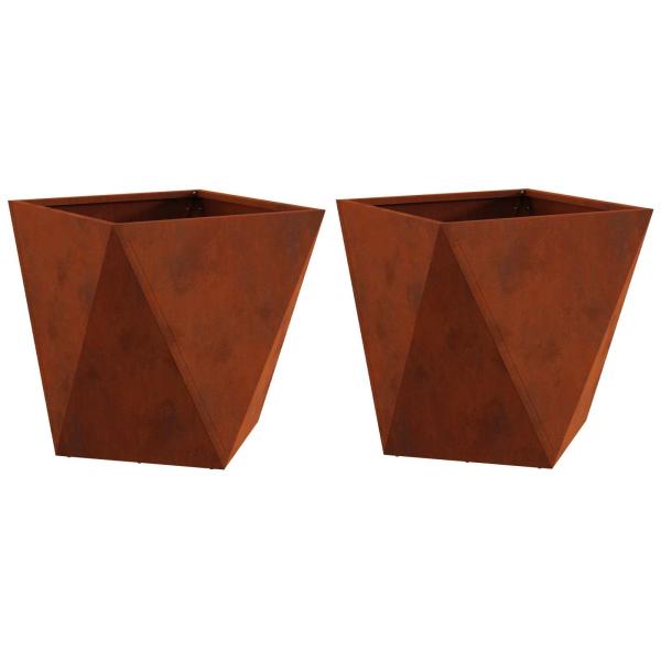 Pflanzkübel 2 Stk. Rostig 40 x 40 x 40 cm Wetterfeststahl