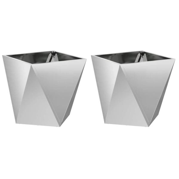 Pflanzkübel 2 Stk. Silber 50 x 50 x 50 cm Verzinkter Stahl