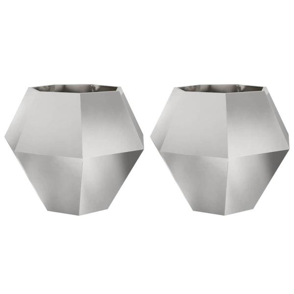 Pflanzkübel 2 stk. Silber 100 x 100 x 80 cm Edelstahl
