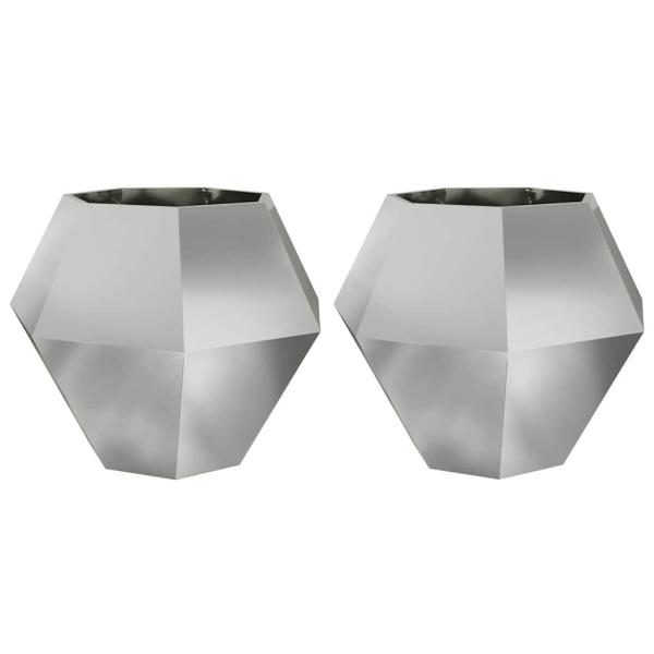 Pflanzkübel 2 stk. Silber 100 x 100 x 80 cm Verzinkter Stahl