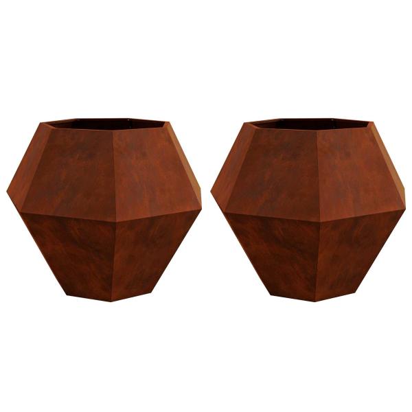 Pflanzkübel 2 stk. Rostoptik 100 x 100 x 80 cm Wetterfeststahl