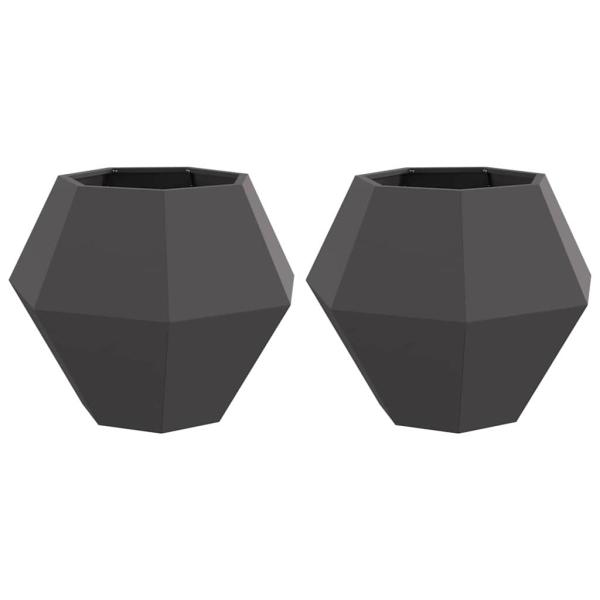 Pflanzkübel 2 stk. Schwarz 75 x 75 x 60 cm Stahl