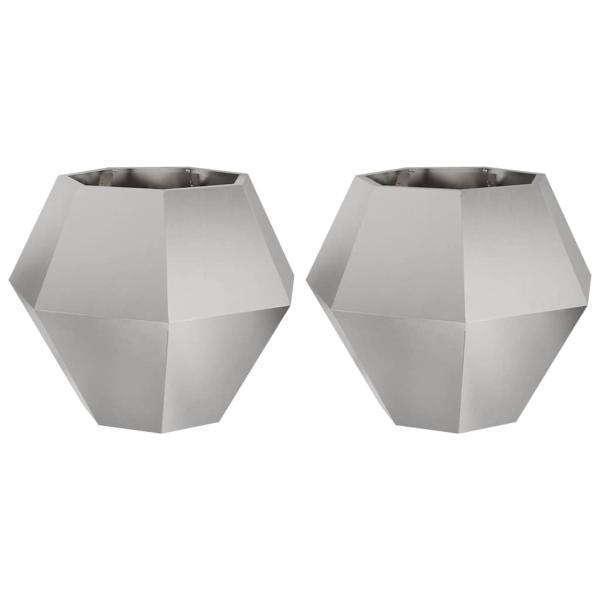 Pflanzkübel 2 Stk. Silber 75 x 75 x 60 cm Edelstahl