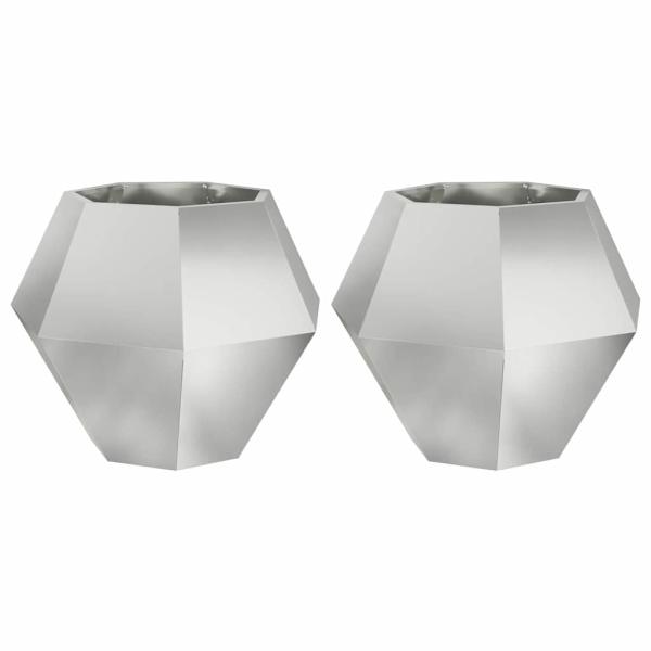 Pflanzkübel 2 stk. Silber 75 x 75 x 60 cm Verzinkter Stahl