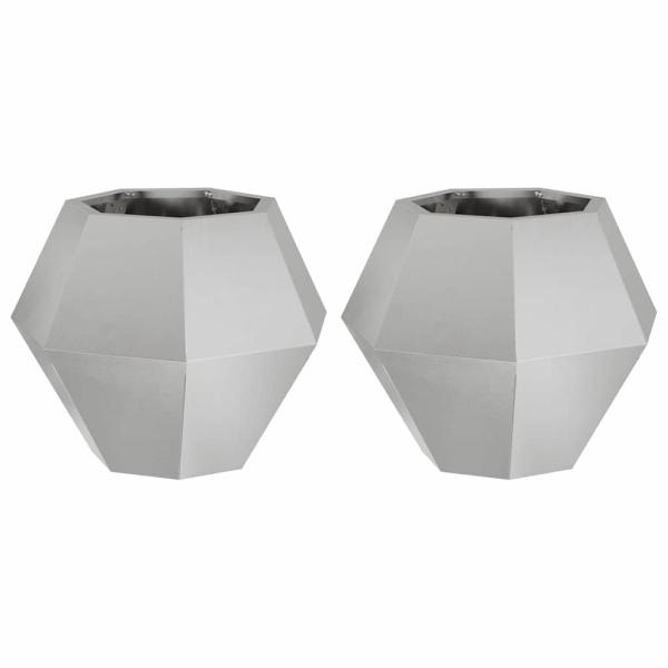 Pflanzkübel 2 stk. Silber 50 x 50 x 40 cm Edelstahl