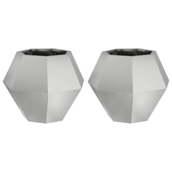 Pflanzkübel 2 stk. Silber 50 x 50 x 40 cm Verzinkter Stahl