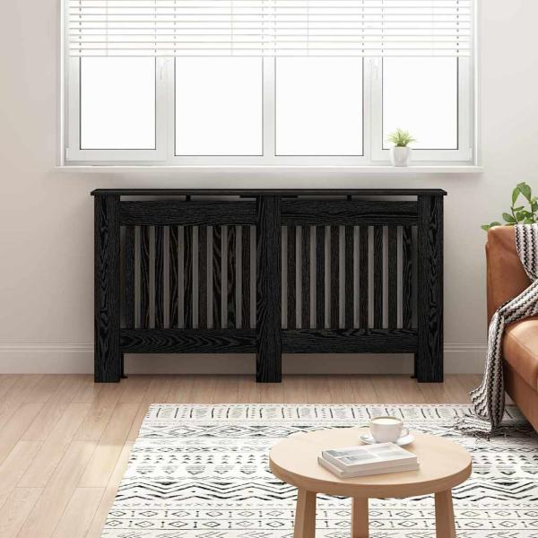 ARDEBO.de - Heizkörperabdeckung Schwarz Eichen-Optik 152 x 19 x 81,5 cm