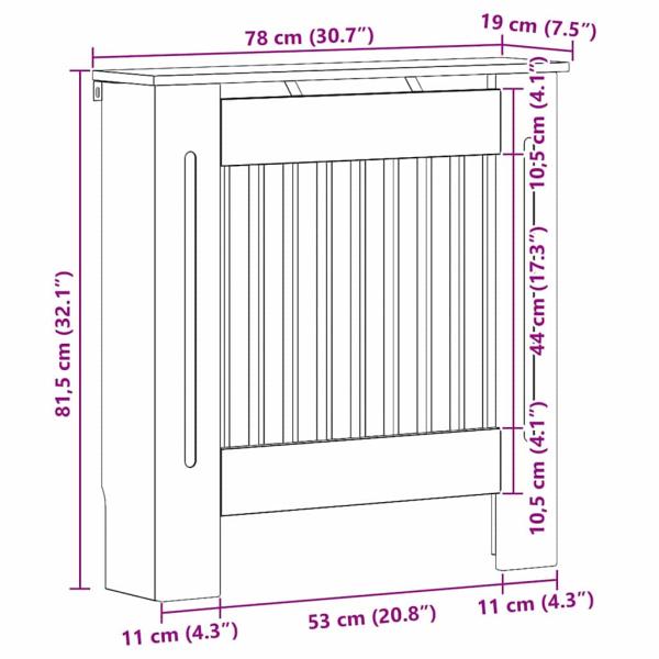 Heizkörperabdeckung Räuchereiche 78 x 19 x 81,5 cm