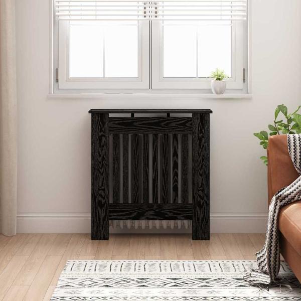 ARDEBO.de - Heizkörperabdeckung Schwarz Eichen-Optik 78 x 19 x 81,5 cm