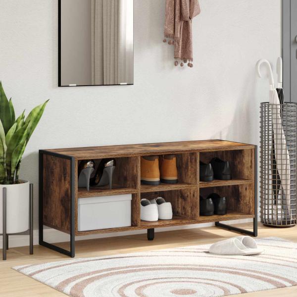 ARDEBO.de - Schuhschrank 100 x 35 x 44 cm Holzwerkstoff Raucharbe