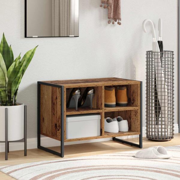 ARDEBO.de - Schuhschrank 60 x 35 x 44 cm Holzwerkstoff Altholz