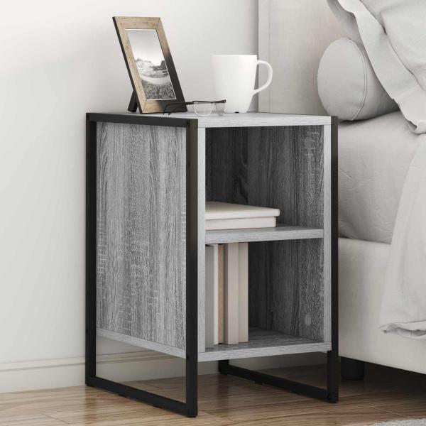 ARDEBO.de - Nachttisch Graues Sonoma 39,5 x 30 x 50 cm Holzwerkstoff