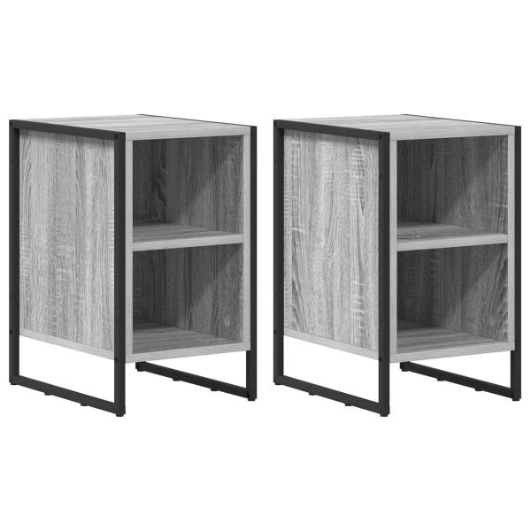 Nachttisch 2 stk. Graues Sonoma 39,5 x 30 x 50 cm Holzwerkstoff