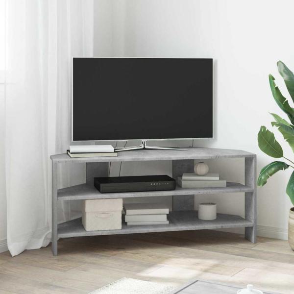 ARDEBO.de - EckTVSchrank 100 x 40,5 x 45 cm Betongrau Holzwerkstoff
