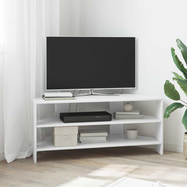 ARDEBO.de - EckTVSchrank 102x40,5x45cm Hochglanz Weiß Holzwerkstoff