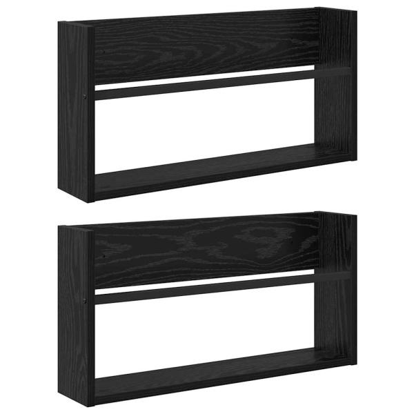 Magazinregal 2 Stk. Schwarz Eichen-Optik 60 x 12 x 30 cm
