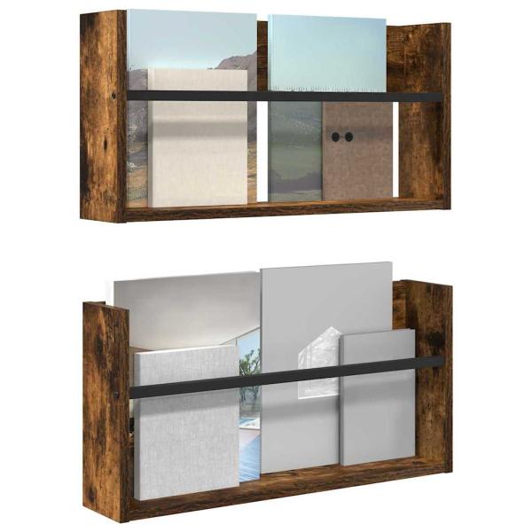 Magazinregal 2 Stk. Räuchereiche 60 x 12 x 30 cm Holzwerkstoff