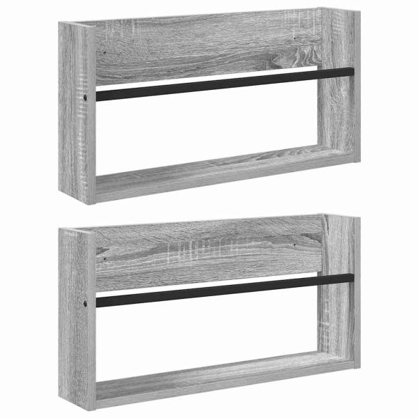 Magazinregal 2 Stk. Sonoma-Grau 60 x 12 x 30 cm Holzwerkstoff