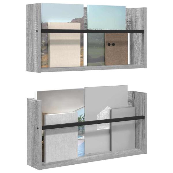 Magazinregal 2 Stk. Sonoma-Grau 60 x 12 x 30 cm Holzwerkstoff